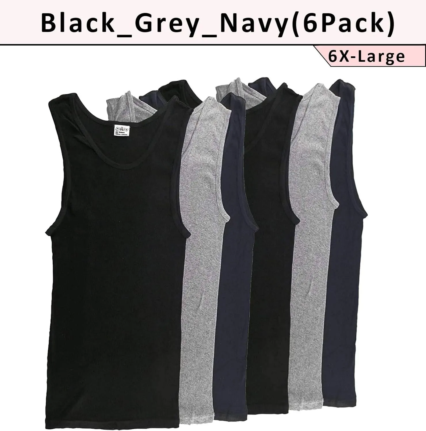 | Men's 100% Cotton Multipack Classic Rib Tank Top A-Shirts