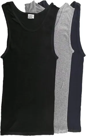 | Men's 100% Cotton Multipack Classic Rib Tank Top A-Shirts