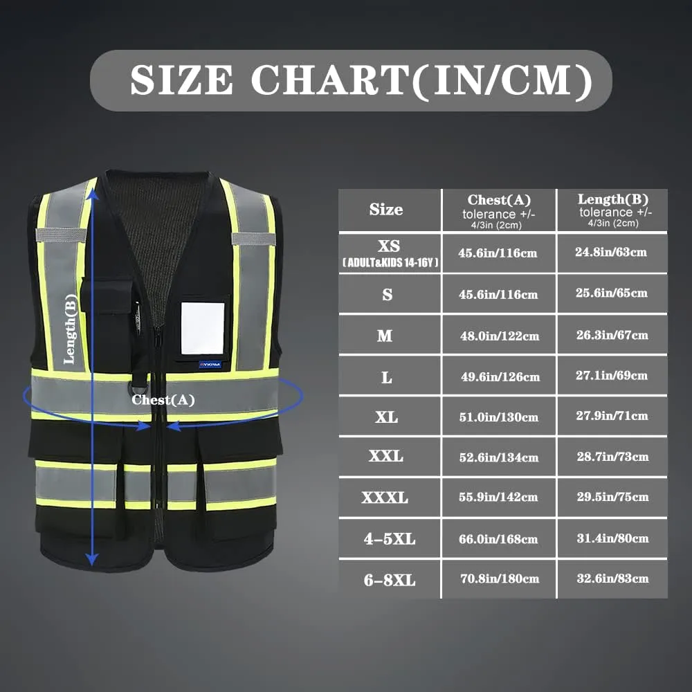 AYKRM 11 color High Vis Reflective Safety Vest for Women Men Security Pocket Zipper