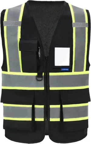 AYKRM 11 color High Vis Reflective Safety Vest for Women Men Security Pocket Zipper