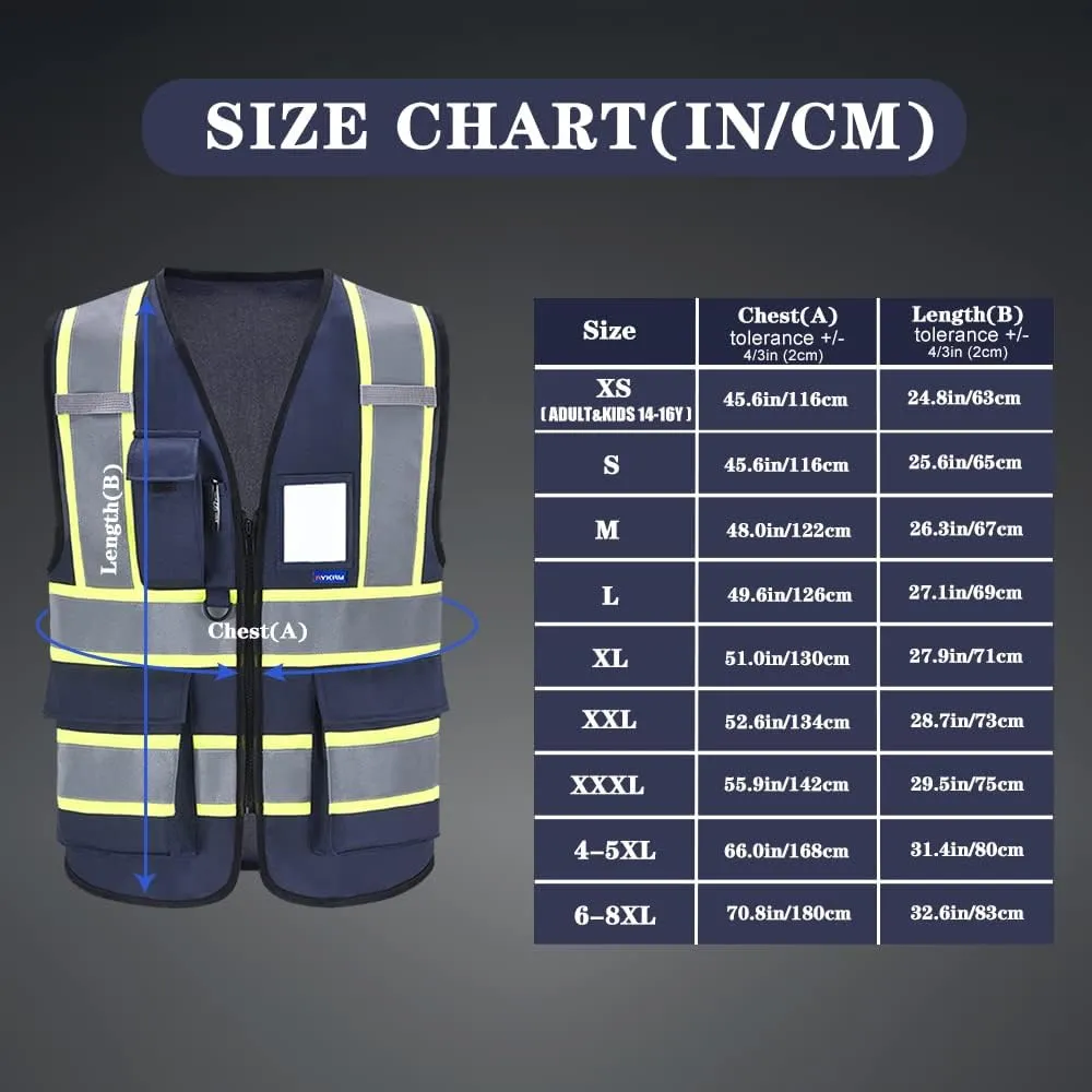 AYKRM 11 color High Vis Reflective Safety Vest for Women Men Security Pocket Zipper