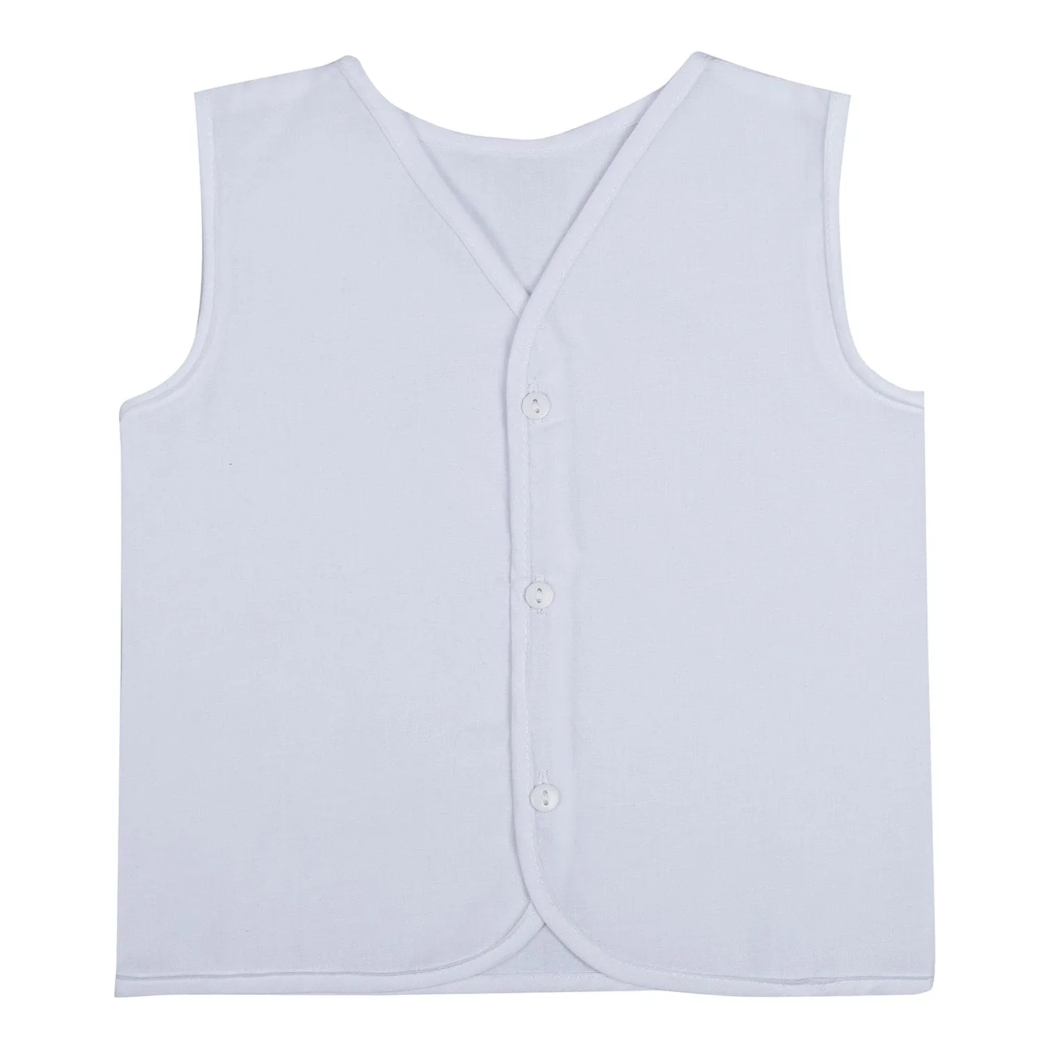 Baby Moo Solid V-Neck Sleeveless Front Opening Button Cotton Jhablas 5 Pcs - Pink, Multicolour