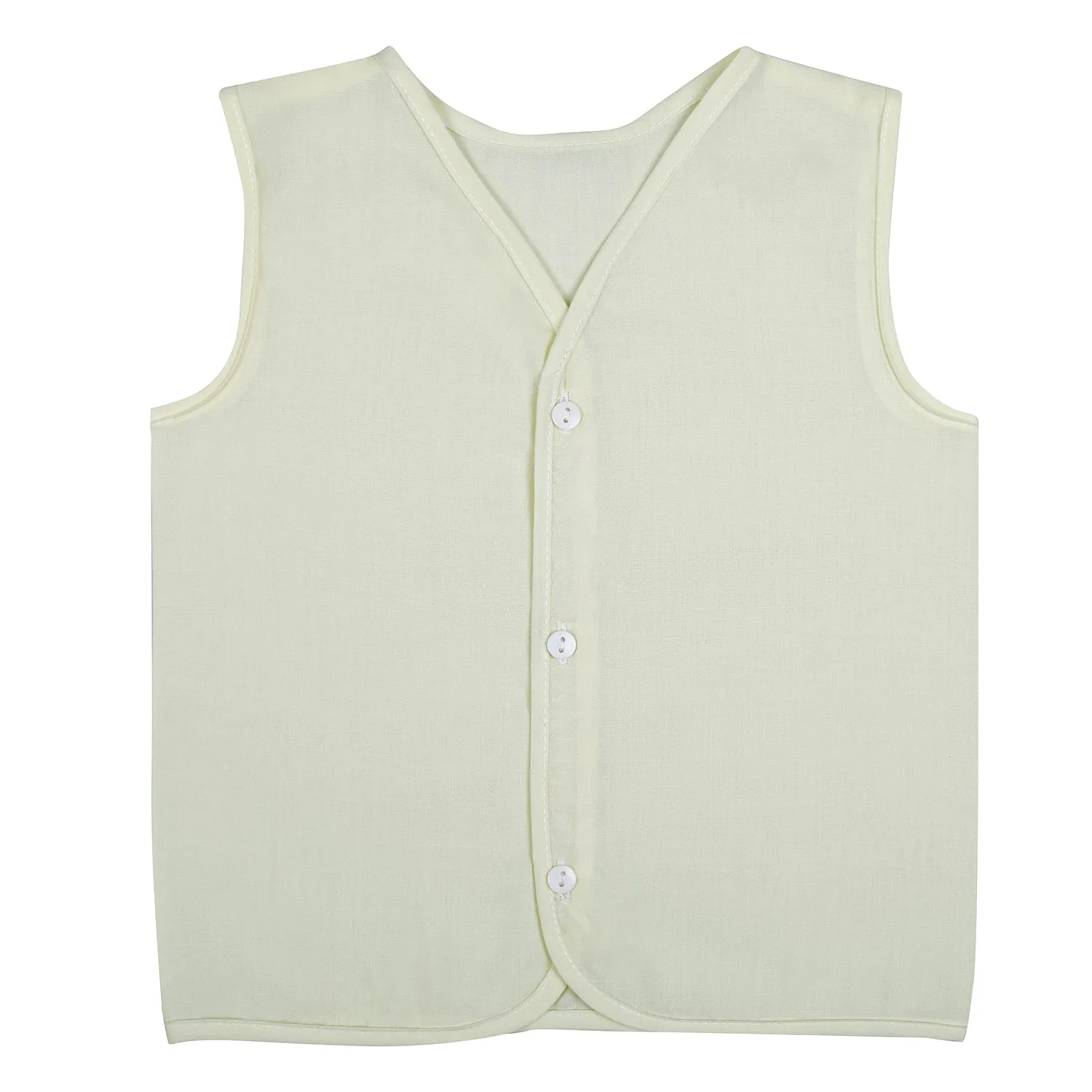 Baby Moo Solid V-Neck Sleeveless Front Opening Button Cotton Jhablas 5 Pcs - Pink, Multicolour