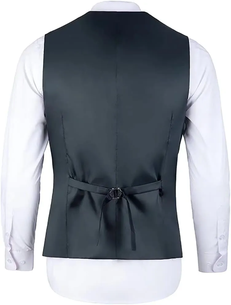 Bakerbear Mens Suit Vests V-Neck Casual Vest Dress for Men Formal Tuxedo Wedding Vests Men's Waistcoat