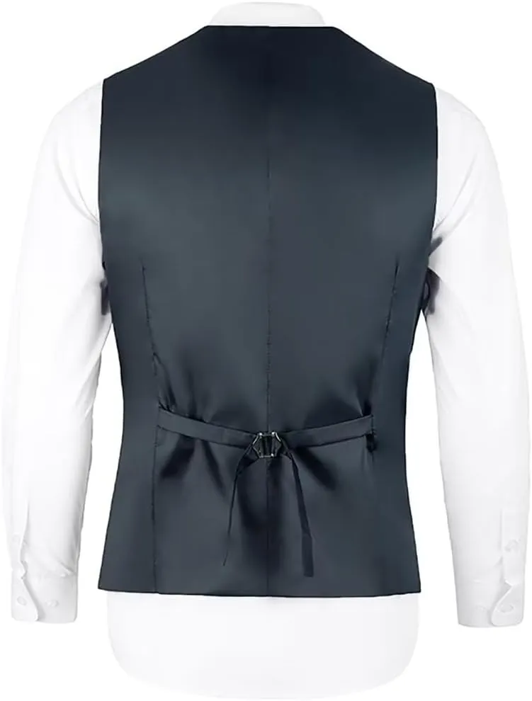 Bakerbear Mens Suit Vests V-Neck Casual Vest Dress for Men Formal Tuxedo Wedding Vests Men's Waistcoat