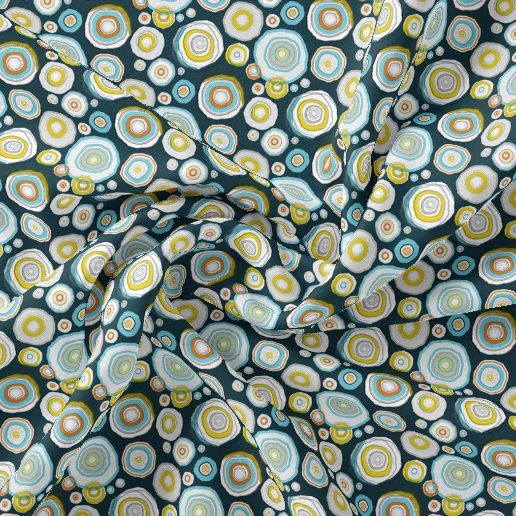 Casual Colourful Watercolour Rounded Digital Printed Fabric - Tusser Silk