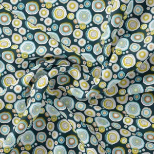 Casual Colourful Watercolour Rounded Digital Printed Fabric - Tusser Silk