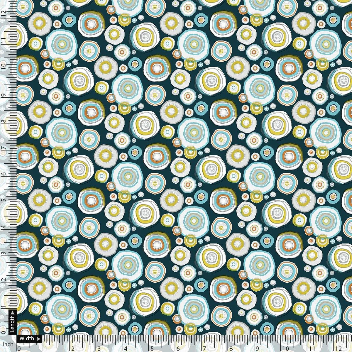 Casual Colourful Watercolour Rounded Digital Printed Fabric - Tusser Silk