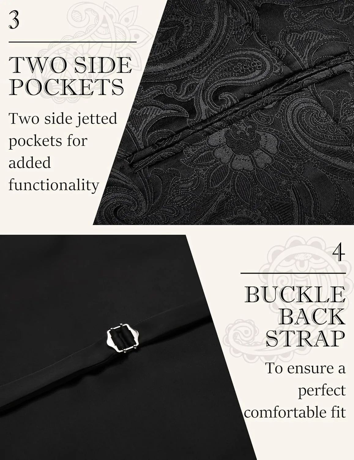 COOFANDY Men's Paisley Vests Victorian Steampunk Gothic Suit Vest Slim Fit V-Neck Tuxedo Waistcoat