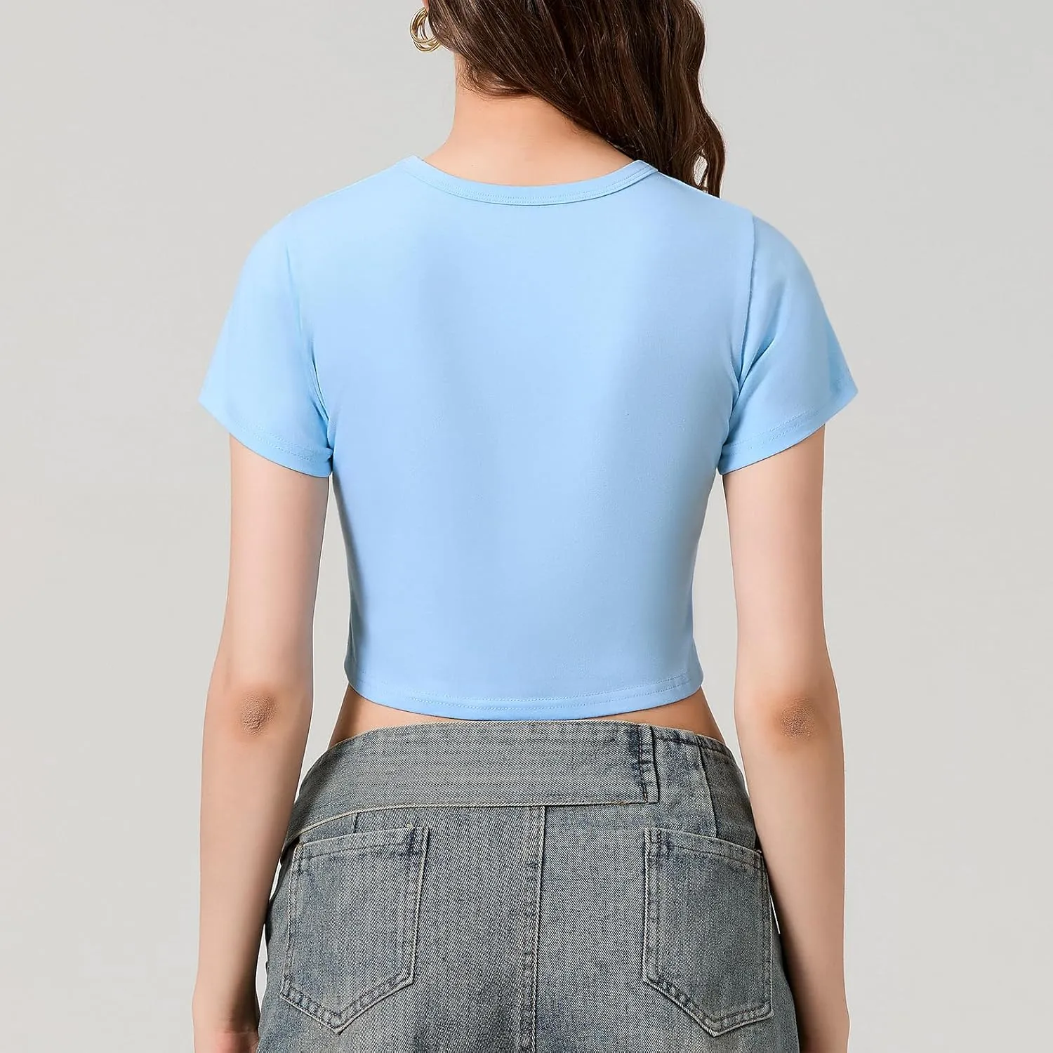 Cute Baby Tees for Women Y2K Short Sleeve T-Shirt Summer Slim Fit Round Neck Graphic Print Top 00s Retro Streetwear