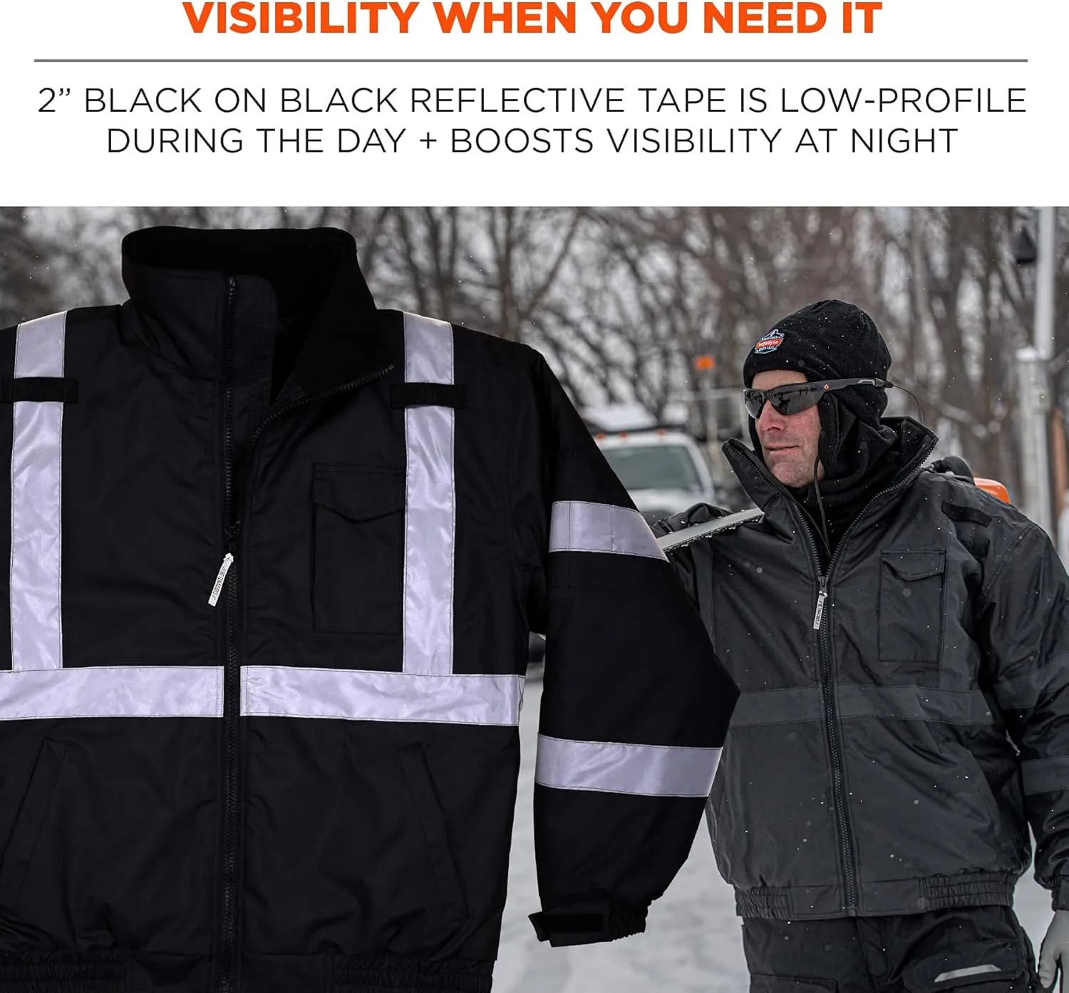 Ergodyne Unisex Adult Enhanced Visibility For Night Or Low Conditions Winter Jacket, Black, X-Large US