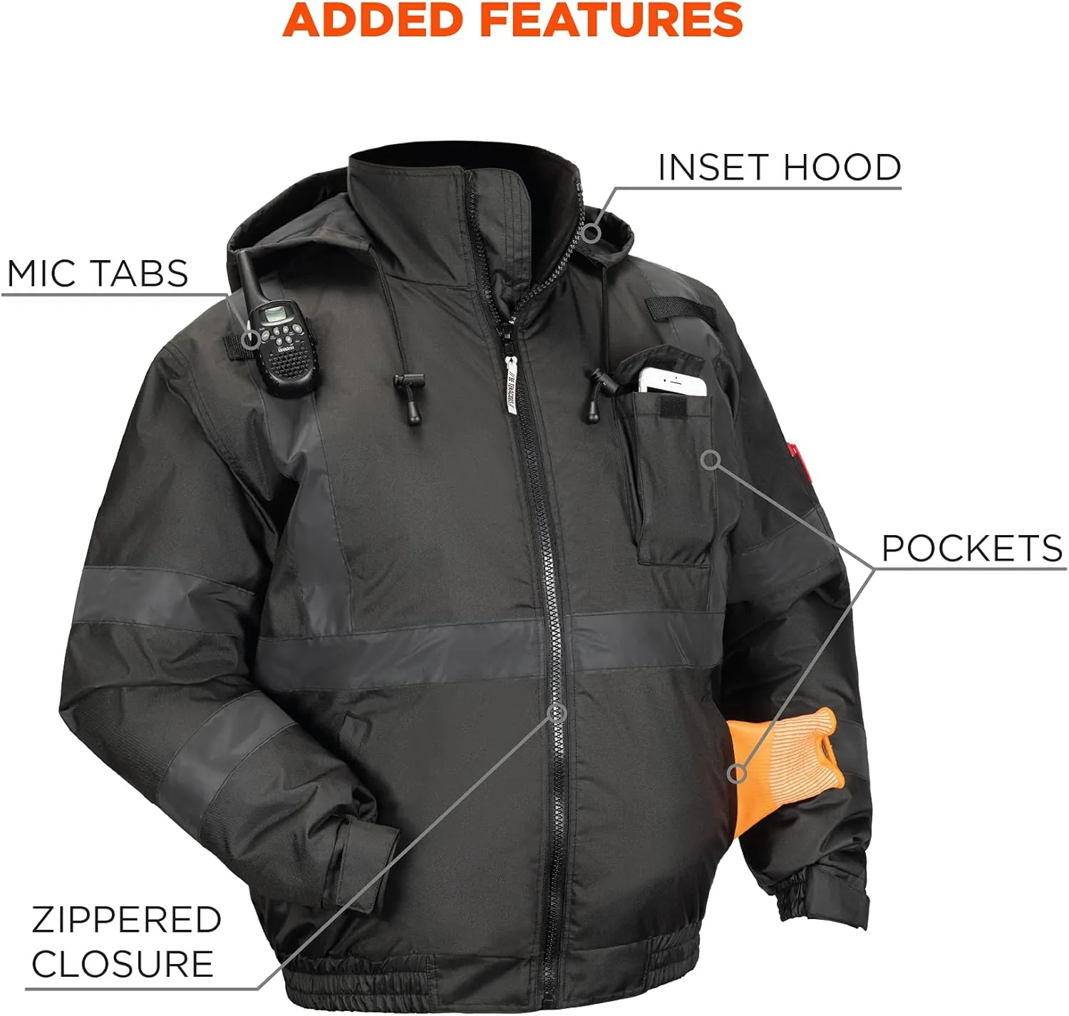 Ergodyne Unisex Adult Enhanced Visibility For Night Or Low Conditions Winter Jacket, Black, X-Large US