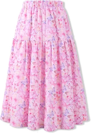 Floral Long Skirt for Girls Toddler & Kids & Teens II Girl's A-Line Maxi Skirts