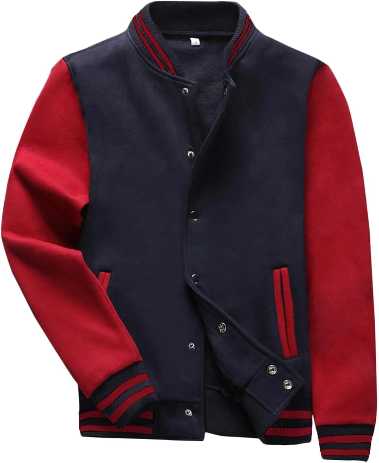 Flygo Men's Classic Fleece Varsity Letterman Jacket Flight Bomber Jackets
