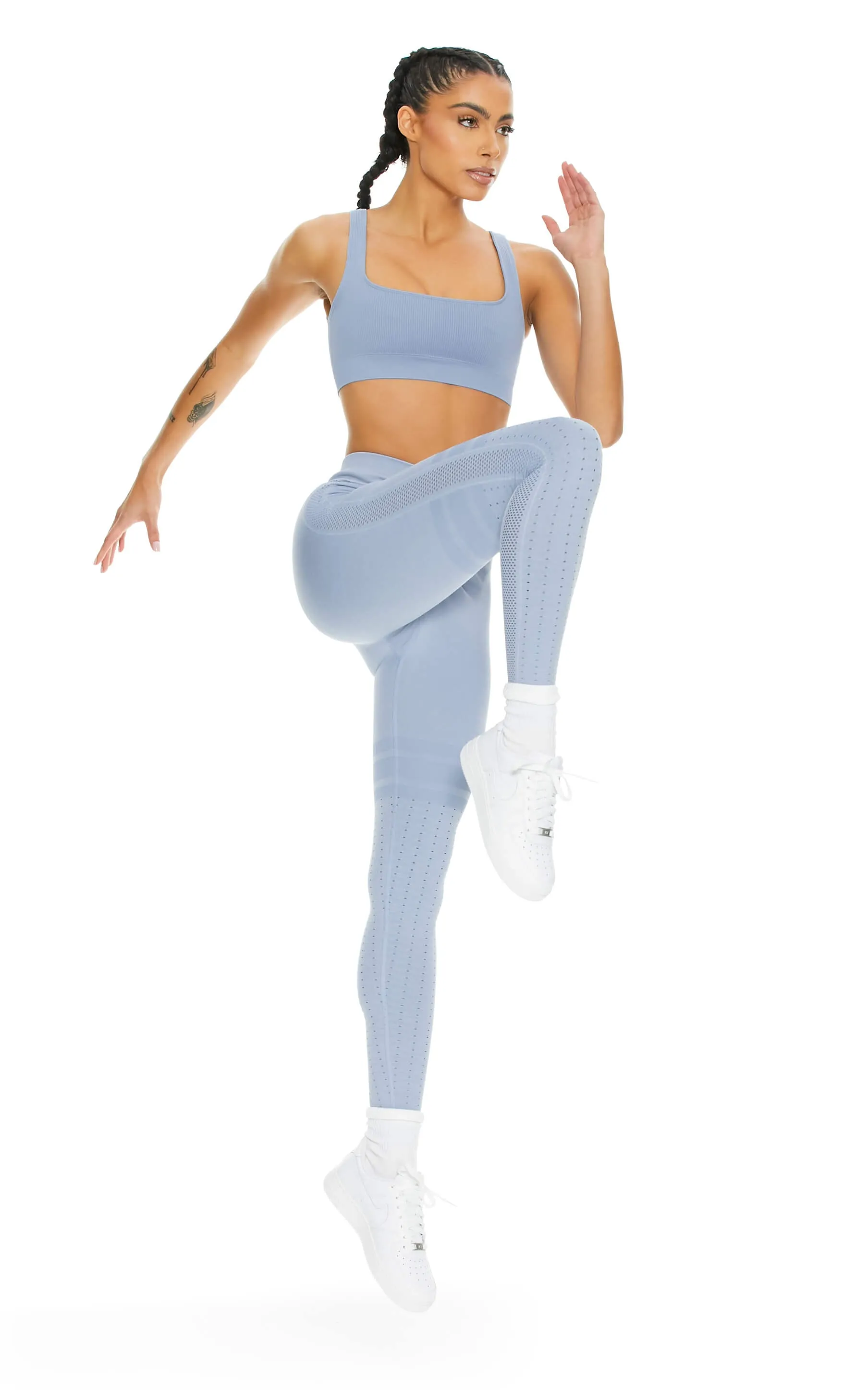Game Day Seamless Melange Leggings | Azure Melange