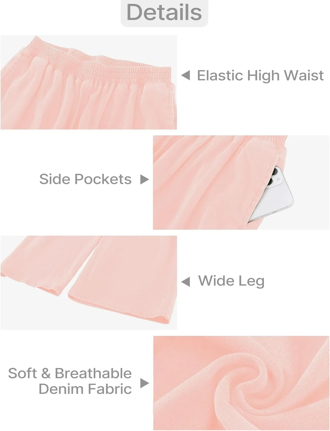 GRAPENT Wide Leg Pants Woman Pull On High Waisted Baggy Straight Leg Colored Jeans Stretch Twill Trouser Pants for Women