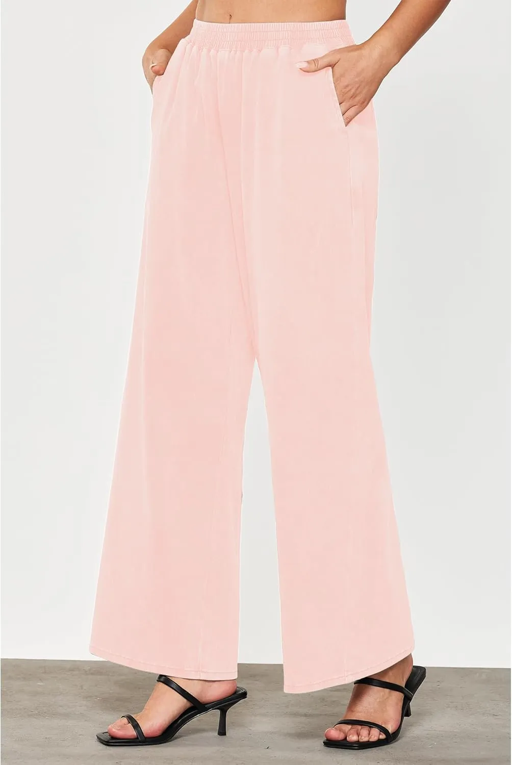GRAPENT Wide Leg Pants Woman Pull On High Waisted Baggy Straight Leg Colored Jeans Stretch Twill Trouser Pants for Women
