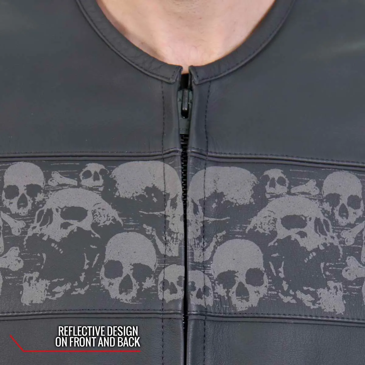 Hot Leathers VSM2003 Men's Black 'Ancient Skulls' Conceal and Carry