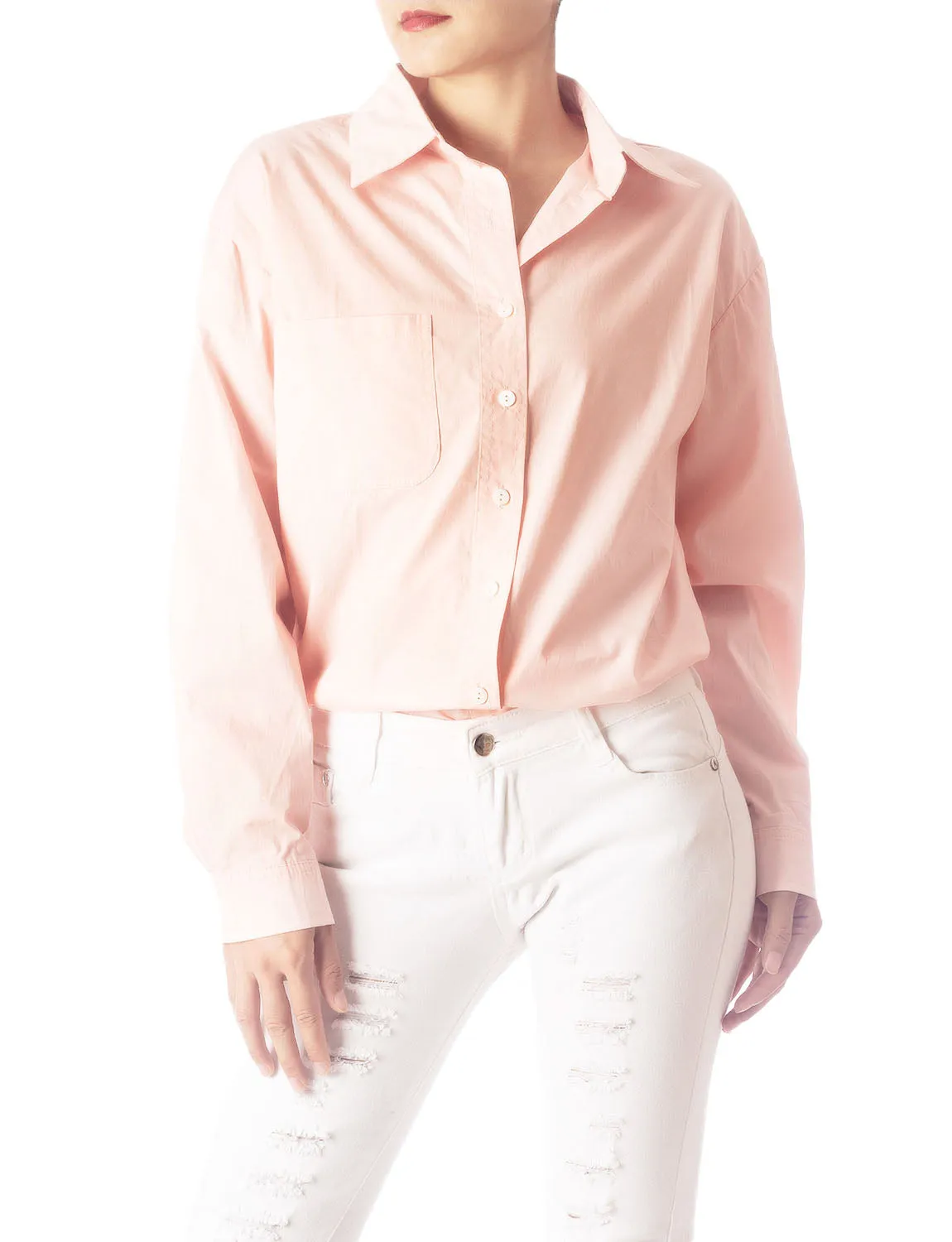 iB-iP Women's Cotton Cozy Casual Relaxed Long Sleeve Shirt
