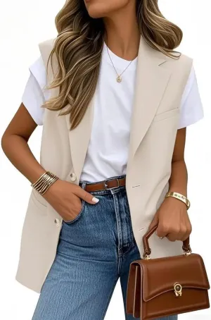 IDEALSANXUN Womens Vests Fashion Casual Sleeveless Blazer Dressy Vest Tops