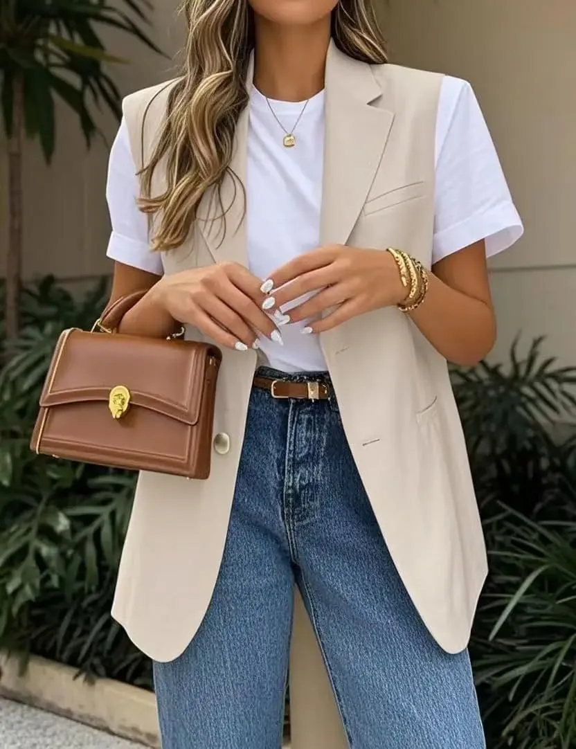 IDEALSANXUN Womens Vests Fashion Casual Sleeveless Blazer Dressy Vest Tops