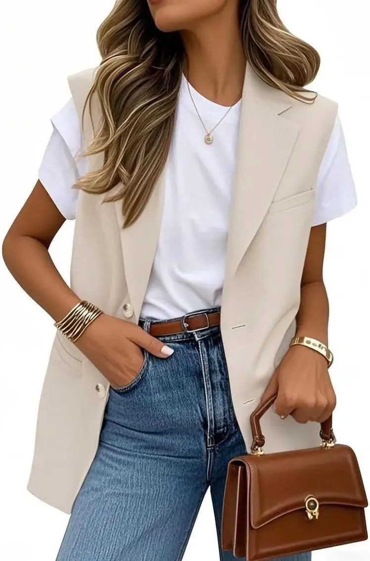 IDEALSANXUN Womens Vests Fashion Casual Sleeveless Blazer Dressy Vest Tops