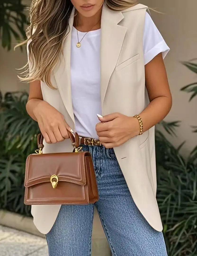IDEALSANXUN Womens Vests Fashion Casual Sleeveless Blazer Dressy Vest Tops
