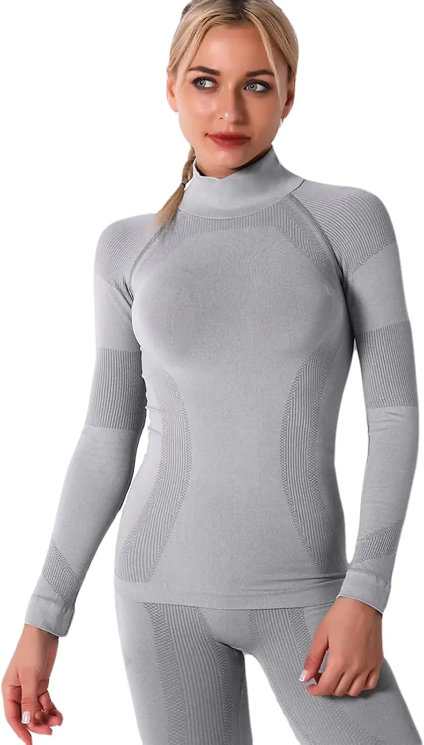 Inno Functional Wear Seamless Thermal Underwear for Women Pj Set Workout Ski Warm Base Layer Cold Weather Yoga Top Bottom