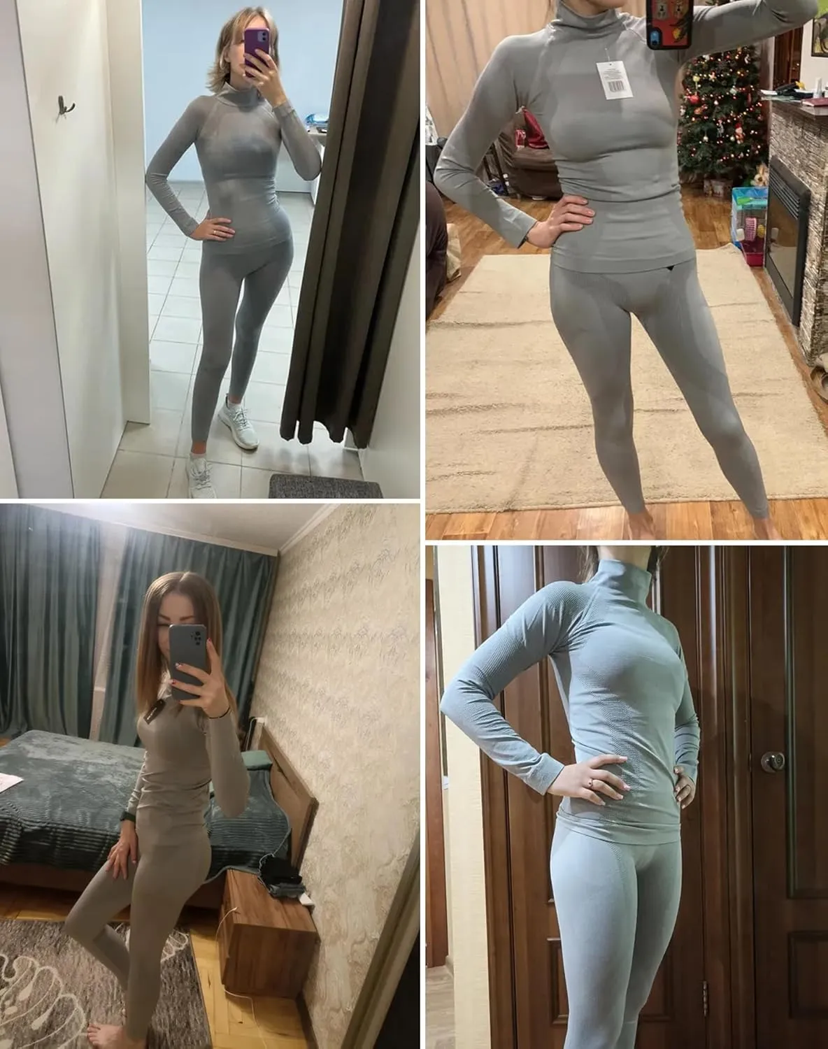 Inno Functional Wear Seamless Thermal Underwear for Women Pj Set Workout Ski Warm Base Layer Cold Weather Yoga Top Bottom