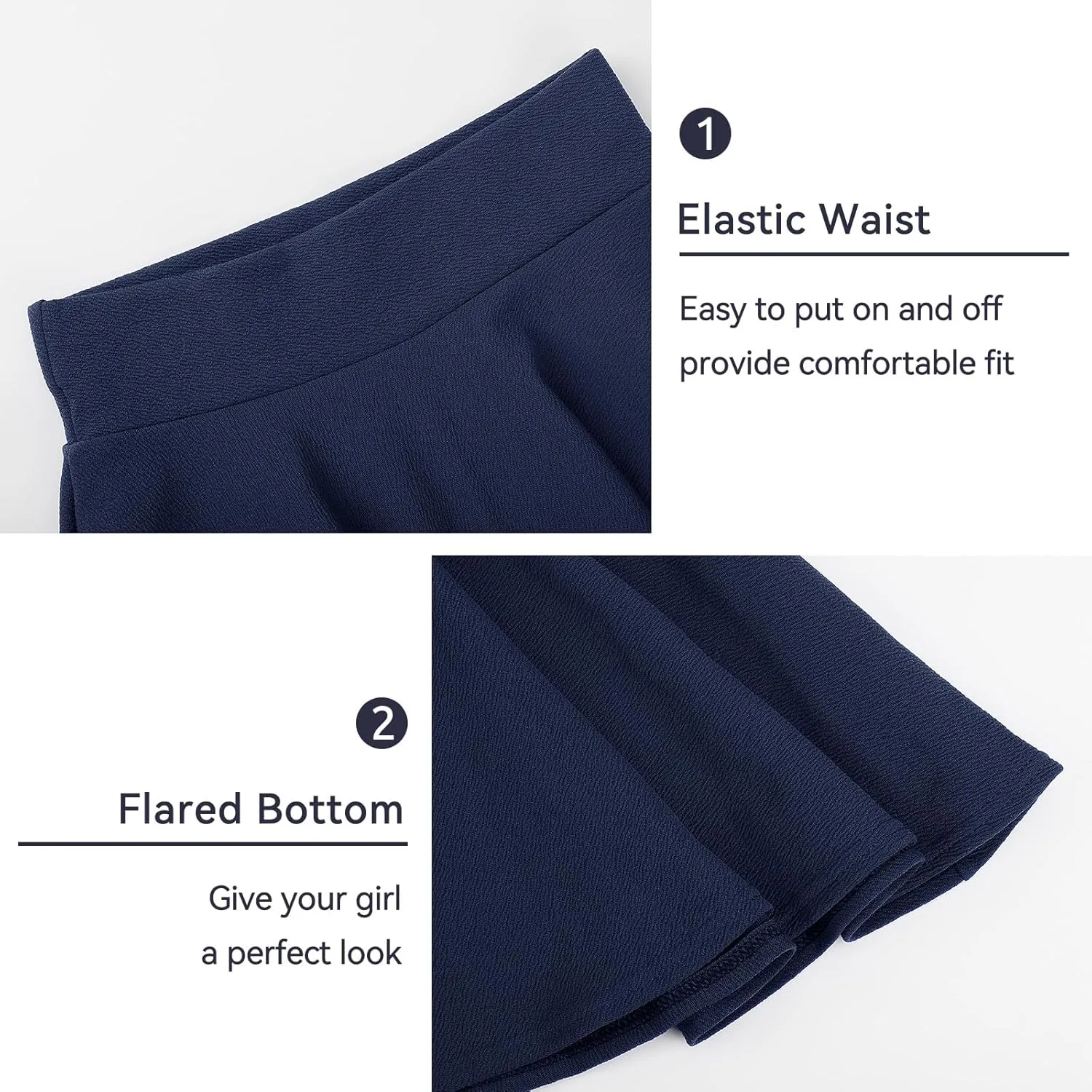 KEREDA Girls Casual Mini High Waist Stretchy Flared Pleated Skater Skirts 5-13 Years