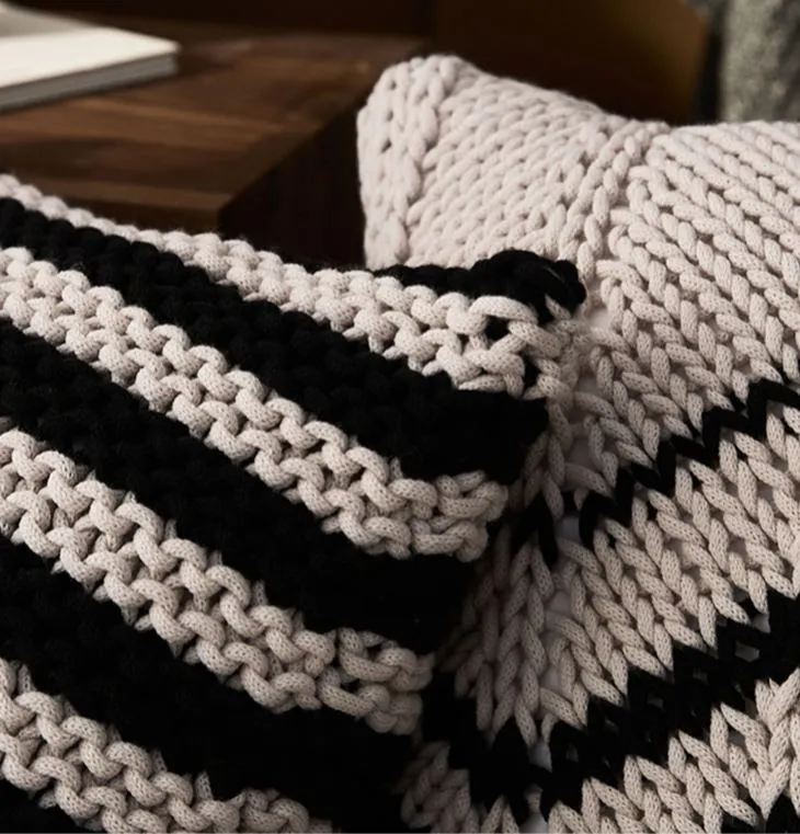 Knitted Black White Pillow