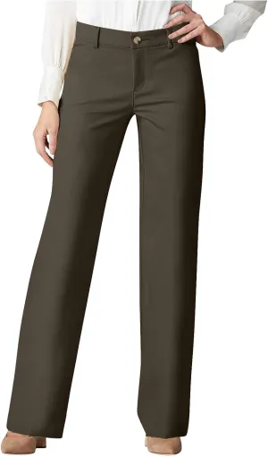 Lmdudan 2025 Dress Pants Women Work Business Pants Tummy Control Office Straight Leg Trousers High Waisted Ladies Slacks
