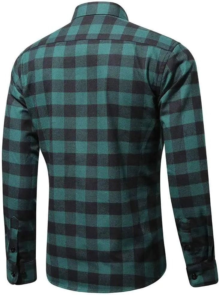 MCEDAR Mens Plaid Flannel Shirts-Long Sleeve Casual Button Down Slim Fit Outfit for Camp Hanging Out or Work