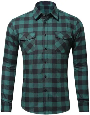 MCEDAR Mens Plaid Flannel Shirts-Long Sleeve Casual Button Down Slim Fit Outfit for Camp Hanging Out or Work