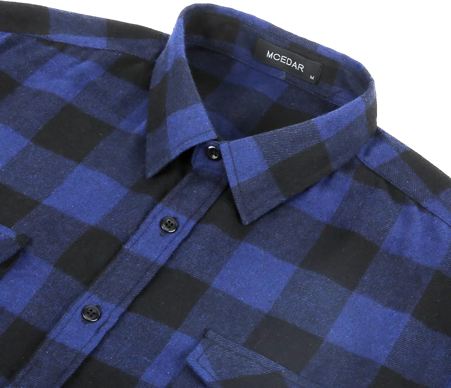 MCEDAR Mens Plaid Flannel Shirts-Long Sleeve Casual Button Down Slim Fit Outfit for Camp Hanging Out or Work