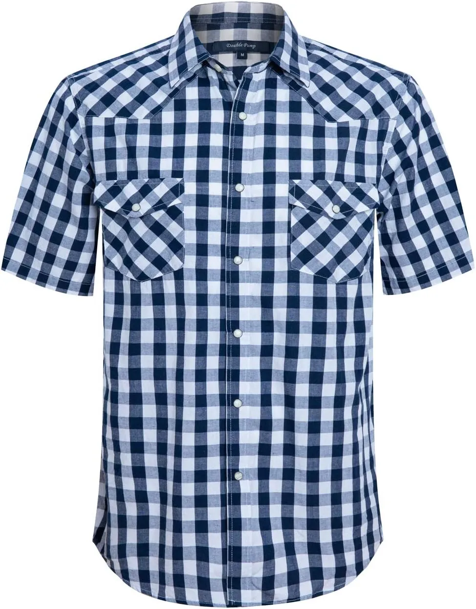 Mens Short Sleeve Western Shirts with Pearl Snap Button Up Casual Regular Fit Plaid Shirts