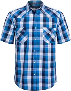 Mens Short Sleeve Western Shirts with Pearl Snap Button Up Casual Regular Fit Plaid Shirts