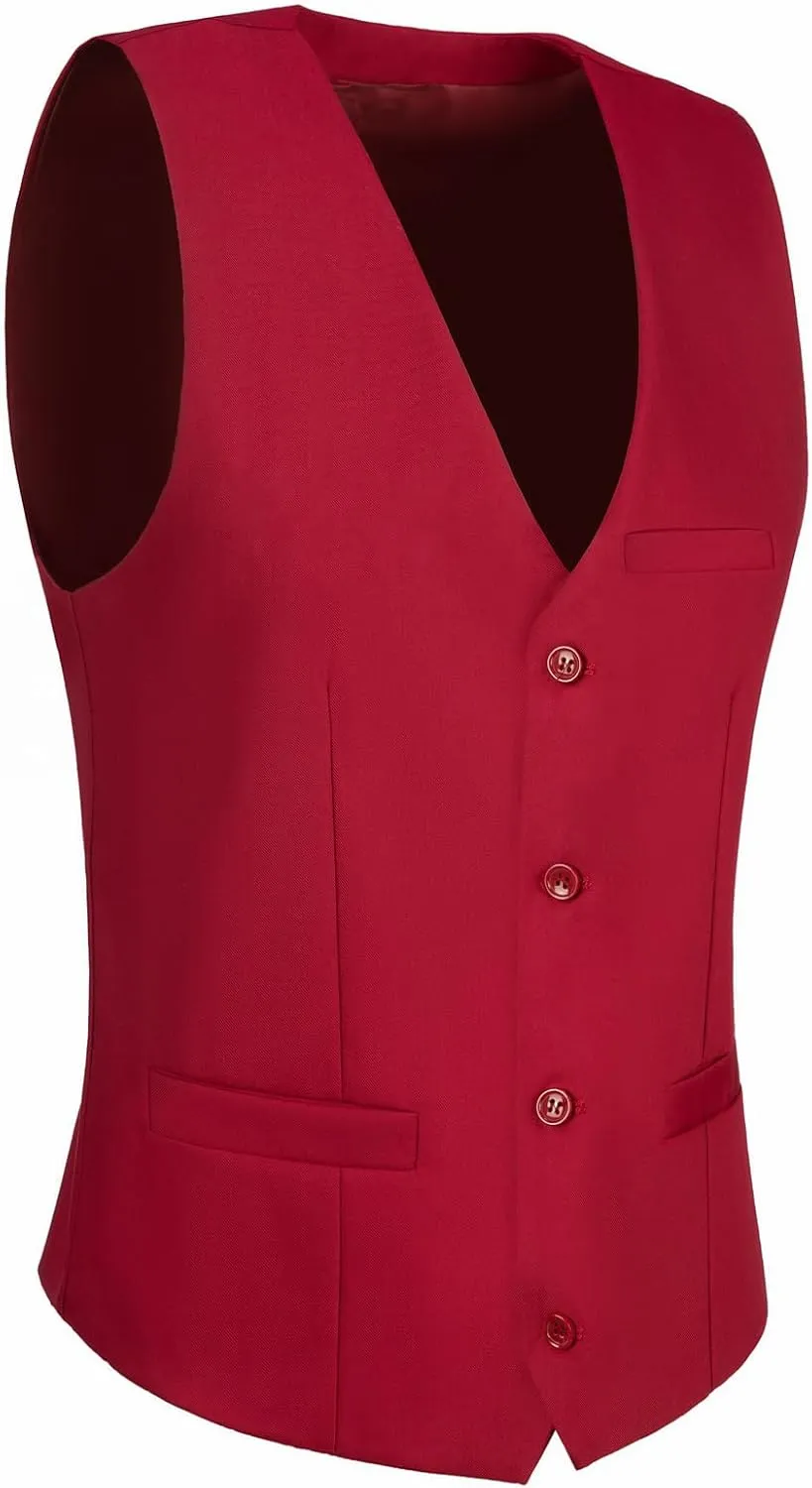 Men's Suit Vest Business Formal Dress Vests for Men Solid Color Casual Wedding Tuxedo Waistcoat
