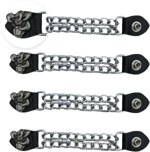 Motorcycle Vest Extenders for Men and Women  Heavy-Duty Chrome Chain with Snap Buttons for Biker Vests & Gear