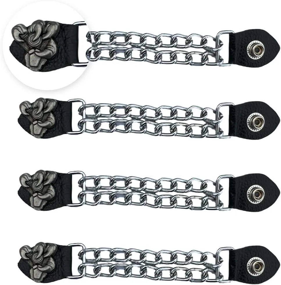 Motorcycle Vest Extenders for Men and Women  Heavy-Duty Chrome Chain with Snap Buttons for Biker Vests & Gear