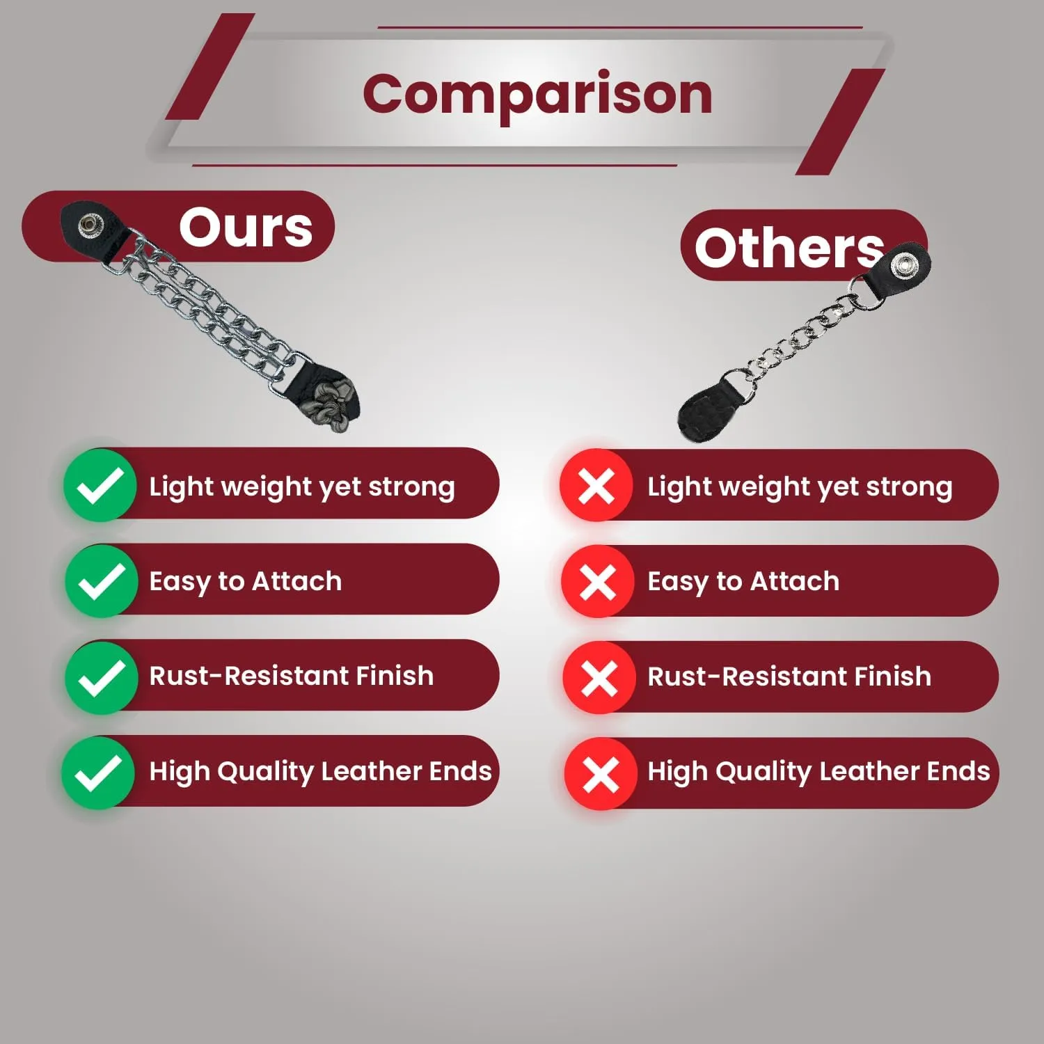 Motorcycle Vest Extenders for Men and Women  Heavy-Duty Chrome Chain with Snap Buttons for Biker Vests & Gear