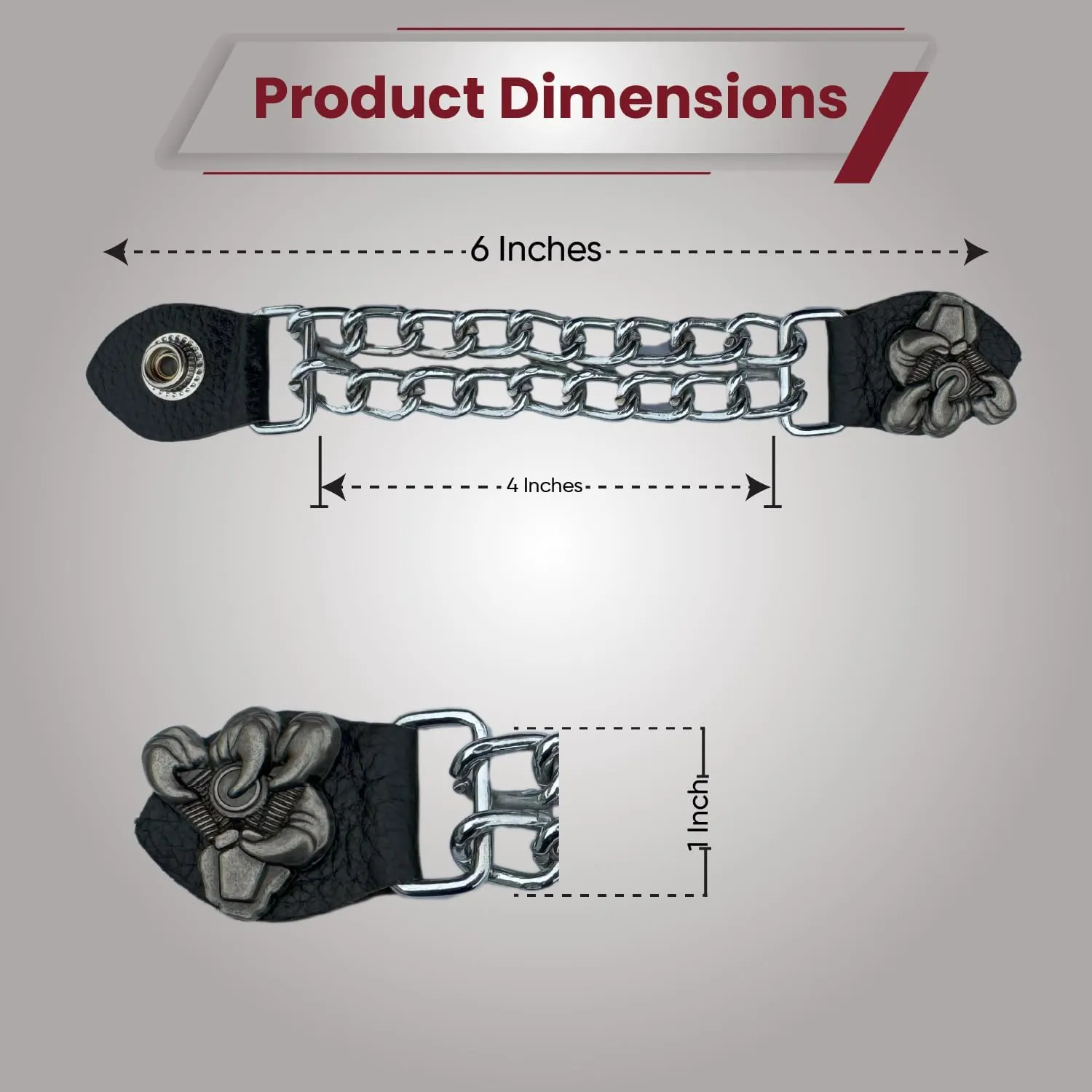 Motorcycle Vest Extenders for Men and Women  Heavy-Duty Chrome Chain with Snap Buttons for Biker Vests & Gear