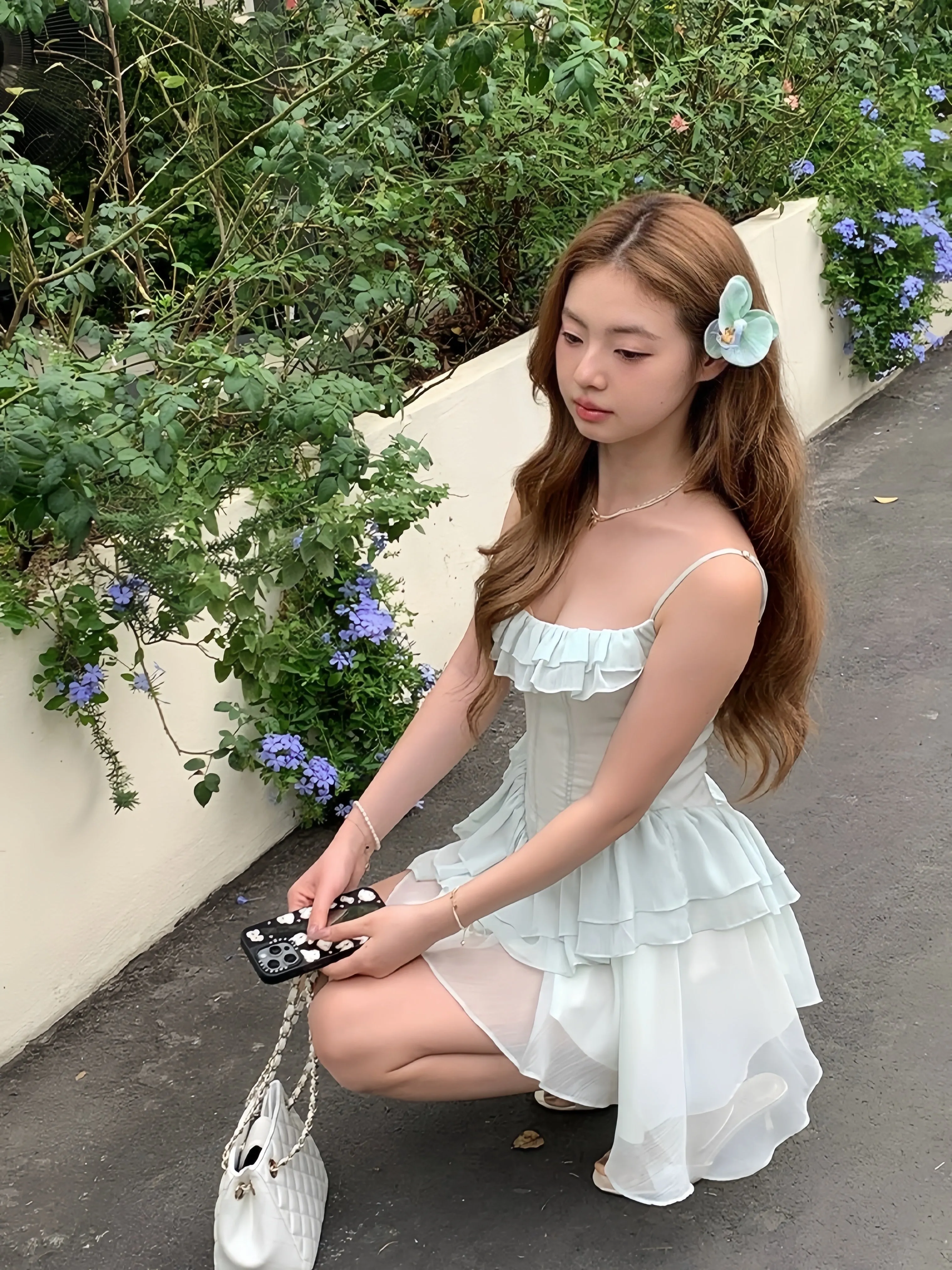 [Mummy Cat] Mint Petals Corset Mini Dress