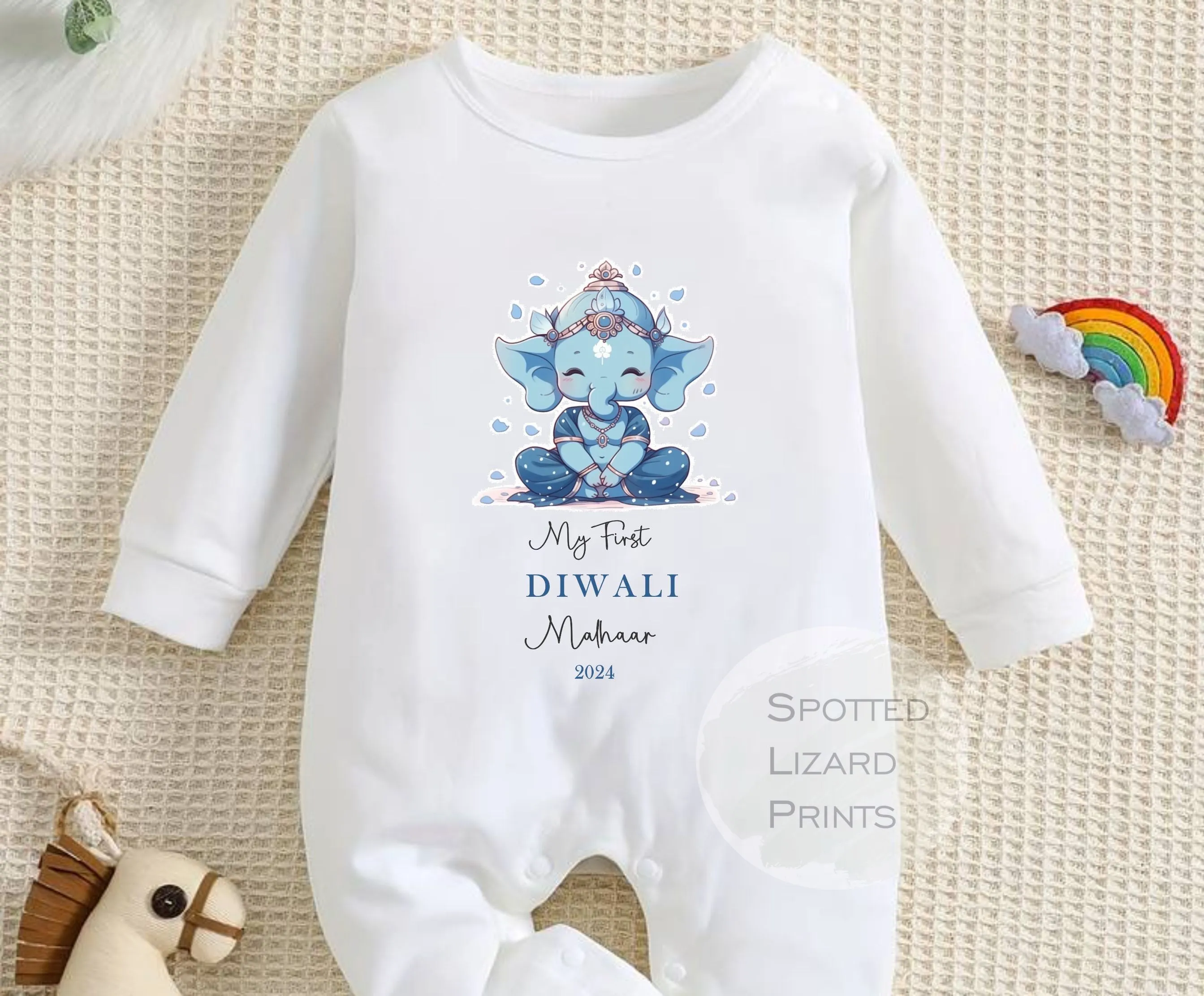 My First Diwali Personalised Baby - First Diwali sleepsuit - 1st Diwali Gift - Festival of Light Hindu Sikh Celebration - Diwali Baby Outfit