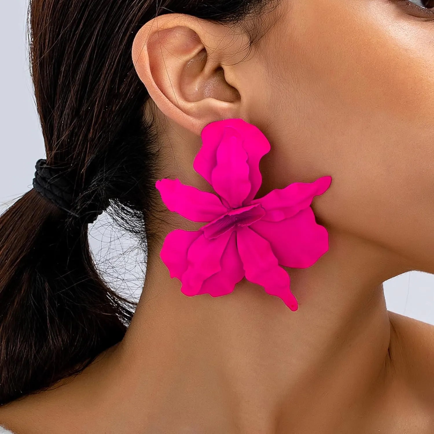 Pink Flower Earrings for Women Flower Dangle Drop Earrings Spring Statement Jewelry Gifts