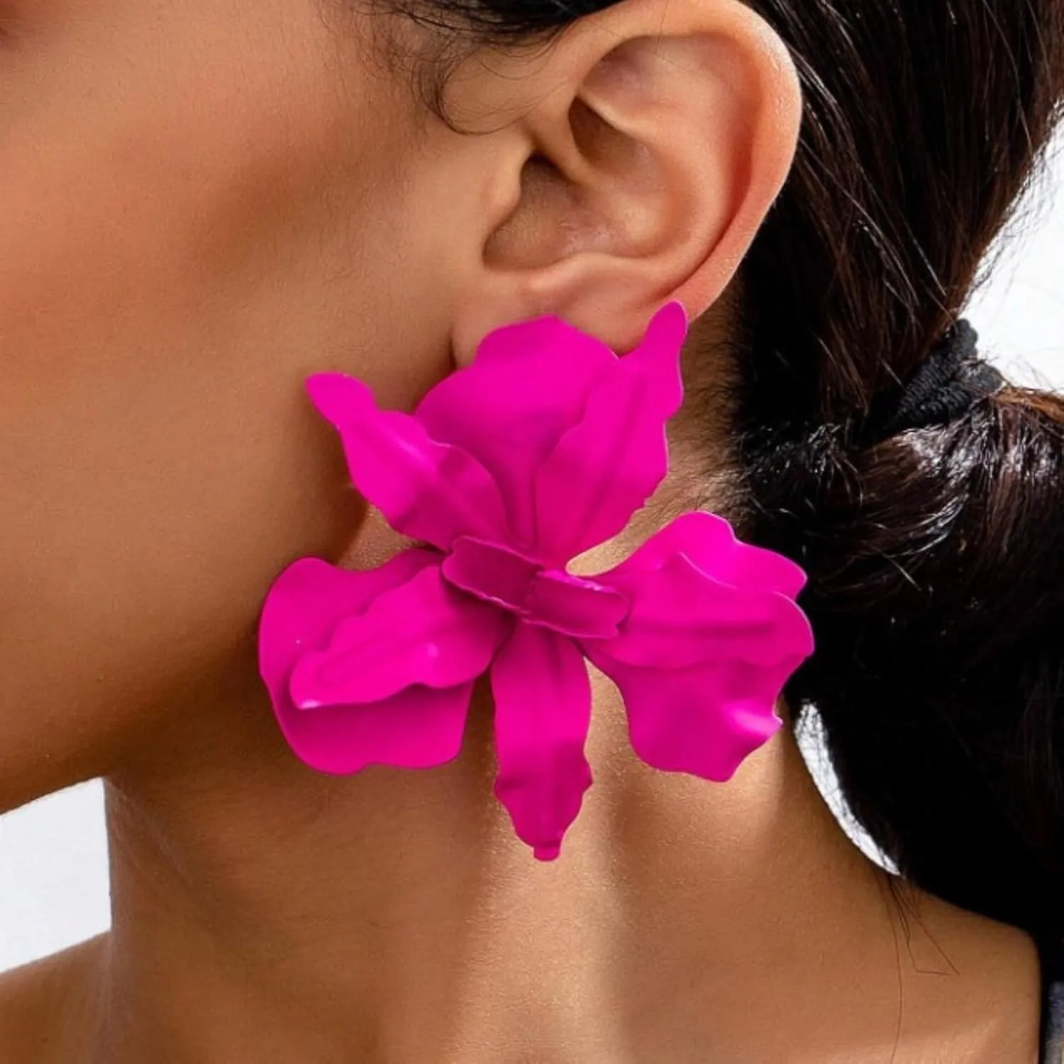 Pink Flower Earrings for Women Flower Dangle Drop Earrings Spring Statement Jewelry Gifts