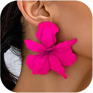 Pink Flower Earrings for Women Flower Dangle Drop Earrings Spring Statement Jewelry Gifts