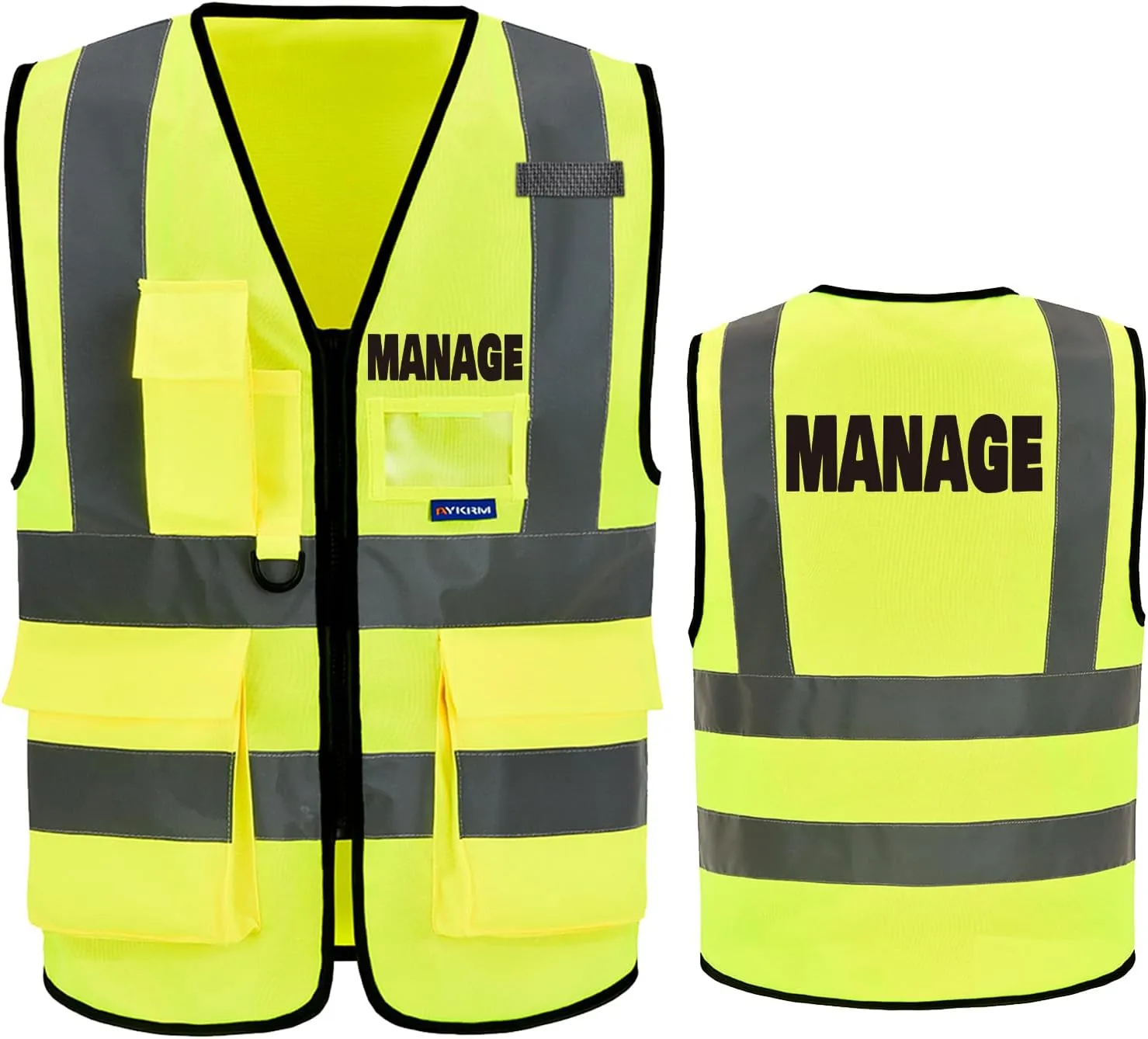 Reflective Security Safety Vests Heavy Duty with 7 Pockets and Front Zipper