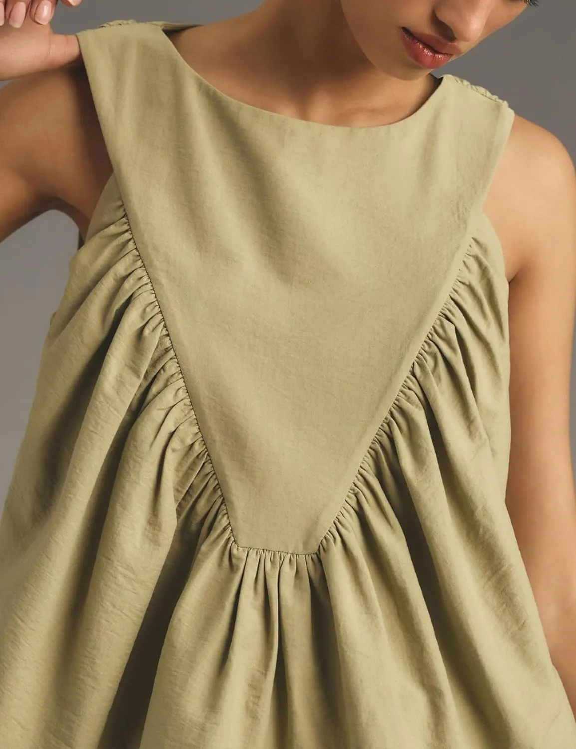 Shiyifa Womens Peplum Babydoll Tops Shirred Swing Tank Tops Pleated Flowy Loose Fit Ruffled Vests