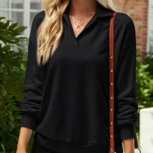 Solid Colour Long Sleeve Loose T-shirt